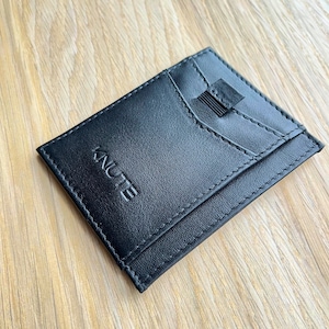 Cartera de cuero fina, regalo del día del padre, tarjetero de cuero auténtico, tarjetero para dinero, regalo para él, regalo para el esposo, regalo de cumpleaños para hombres