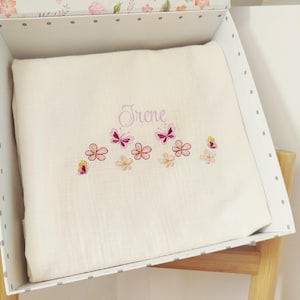 Personalized Baby Blanket with Name - Muslin Blanket, Personalized Baby Gift, Organic Baby Shower Gift,