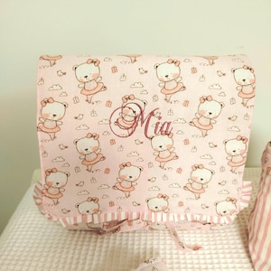 Cambiador de viaje hecho a mano, cambiador para bebé, porta pañales y toallitas, cambiador personalizado, set de nacimiento, neceser infantil