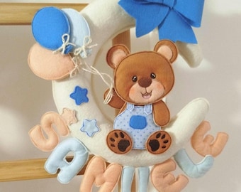 Baby girl birth bow, handmade birth bow, door decoration, birth rosette, birth set, baby boy birth bow, twin birth bow