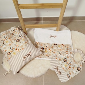 customizable nursery set, personalized nursery set, customizable backpack, personalized school set, nursery bag, nursery bib,