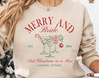 Custom Christmas Bachelorette Sweatshirts Tis The Season To Be Married Crewneck Christmas Bride Sweatshirt Merry And Bright Bach Merch Gifts