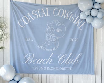 Coastal Cowgirl Bachelorette Banner Beach Bachelorette Decor Cowgirl Bach Party Tapestry Custom Wedding Backdrop Western Bridal Shower Sign