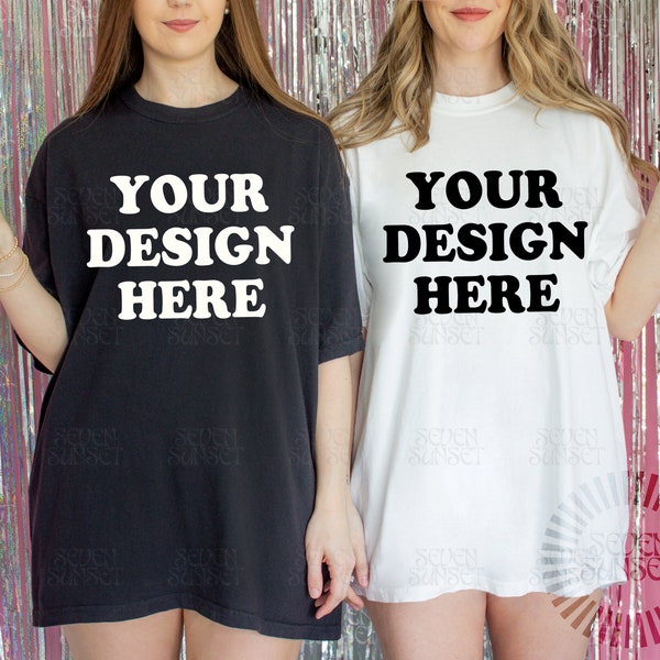 Comfort Colors Black Mockup Black C1717 Shirt Mockup Bachelorette Mockup Double C1717 Mockup White Comfort Colors Top Oversized Shirt Mockup