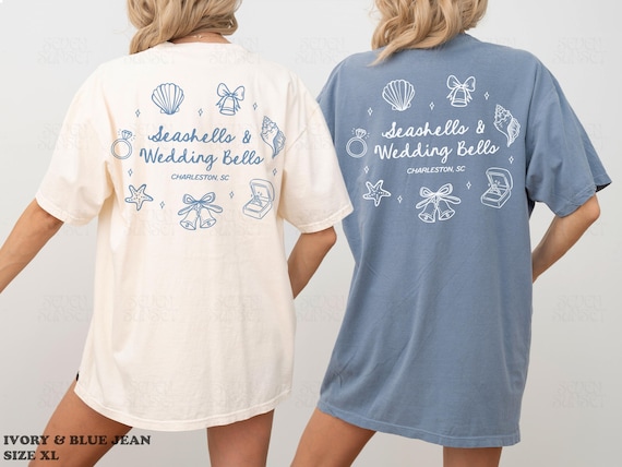 Seashells And Wedding Bells Shirt Beach Bachelorette Shirts Seashells Wedding Bells Theme Custom Bridal Party Merch Brides Last Splash Shirt