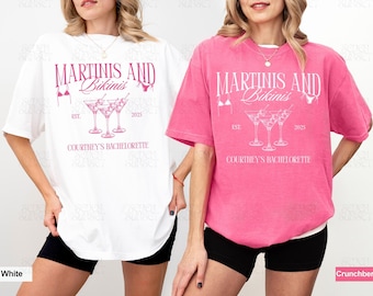 Martini Bachelorette Shirts Martinis And Bikinis Shirt Beach Bachelorette Shirts Matching Girls Trip Outfits Oversized Comfort Colors Shirt