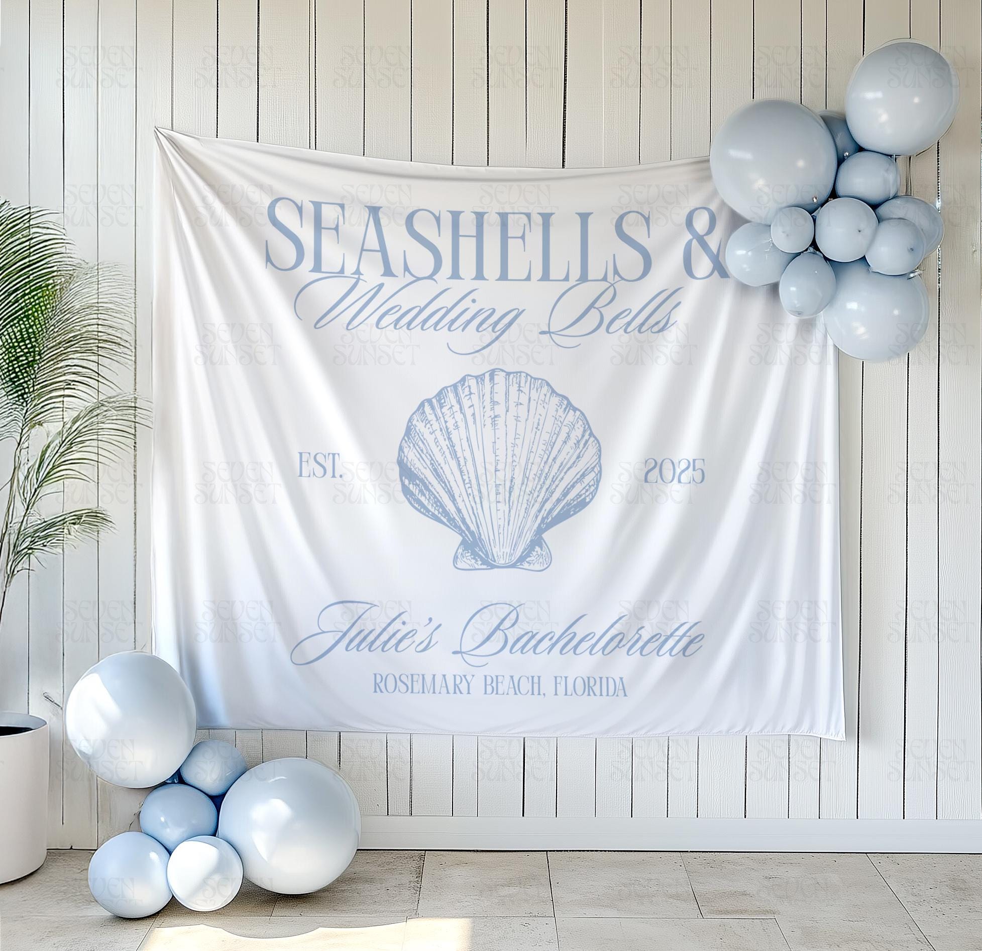 Seashells and Wedding Bells Bachelorette Banner Beach Bachelorette