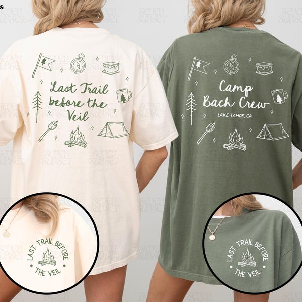 Camp Bachelorette Shirt Custom Camp Bach Shirt Doodle Camp Shirts Last Trail Before The Veil Theme Camping Bachelorette Merch For Bridesmaid
