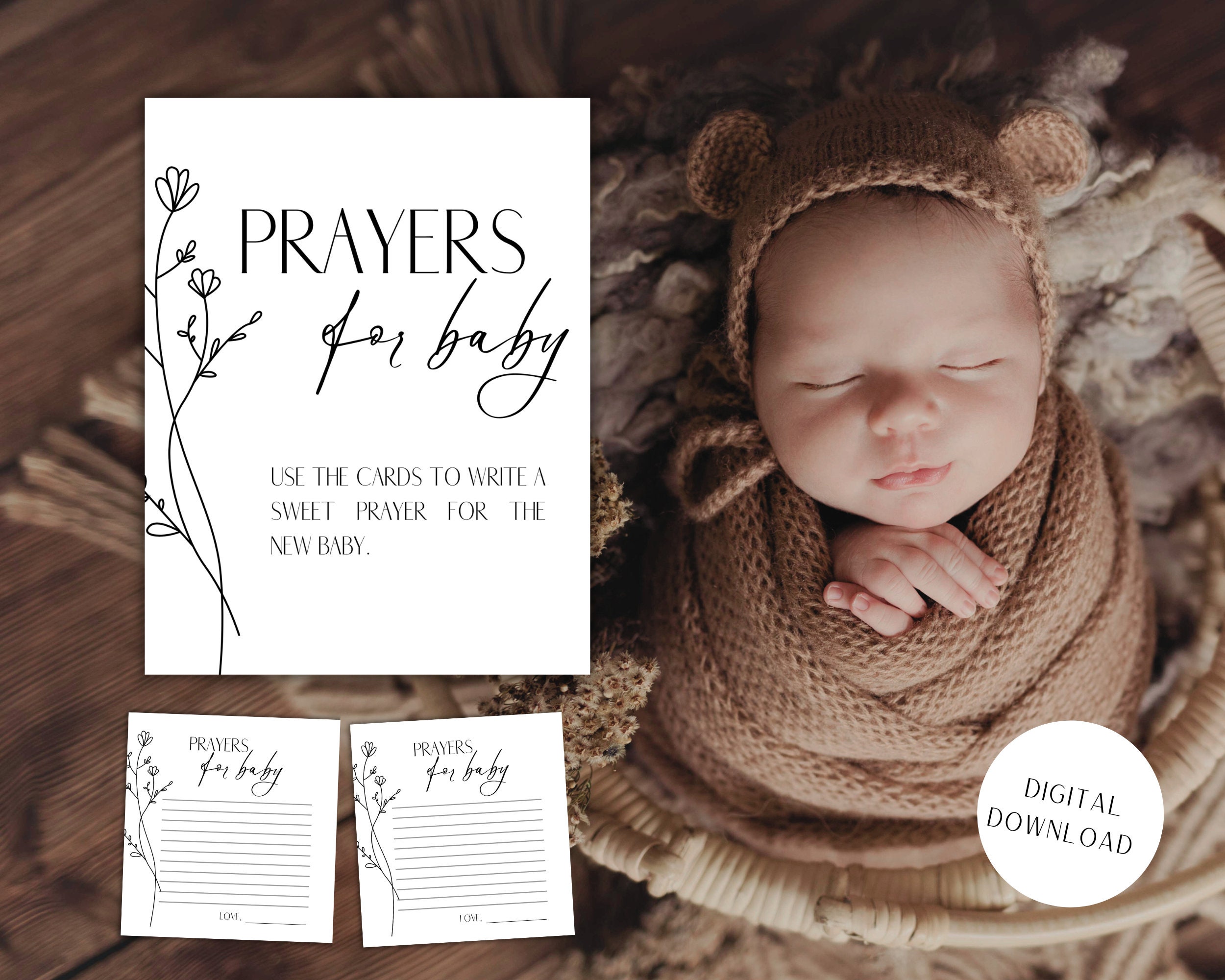 Prayers for Baby, Digital Download, Baby Dedication, Baby Shower Games