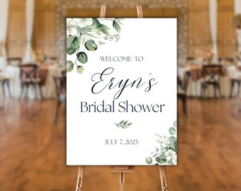 Bridal Shower Sign, greenery, floral, bridal Decorations, digital download, editable