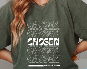 Camiseta feminina escolhida Comfort Colors, camiseta escolhida, camisa cristã, camiseta cristã para mulheres, roupa cristã, roupa cristã, escolhida