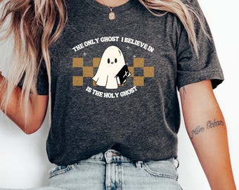 Frauen Herbst christliches Halloween Heiliger Geist T-Shirt Halloween, lustiger Heiliger Geist, Halloween-Geist T-Shirt, Bibel Vers Shirt, Geist T-Shirt