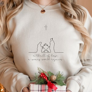 Sweat-shirt de Noël chrétien, pull crèche, chemise crèche de Noël, crèche histoire vraie, cadeaux religieux de Noël, t-shirt Jésus