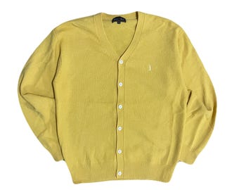 Vintage East Boy Japan doux pull cardigan en laine d'agneau jaune pastel taille M