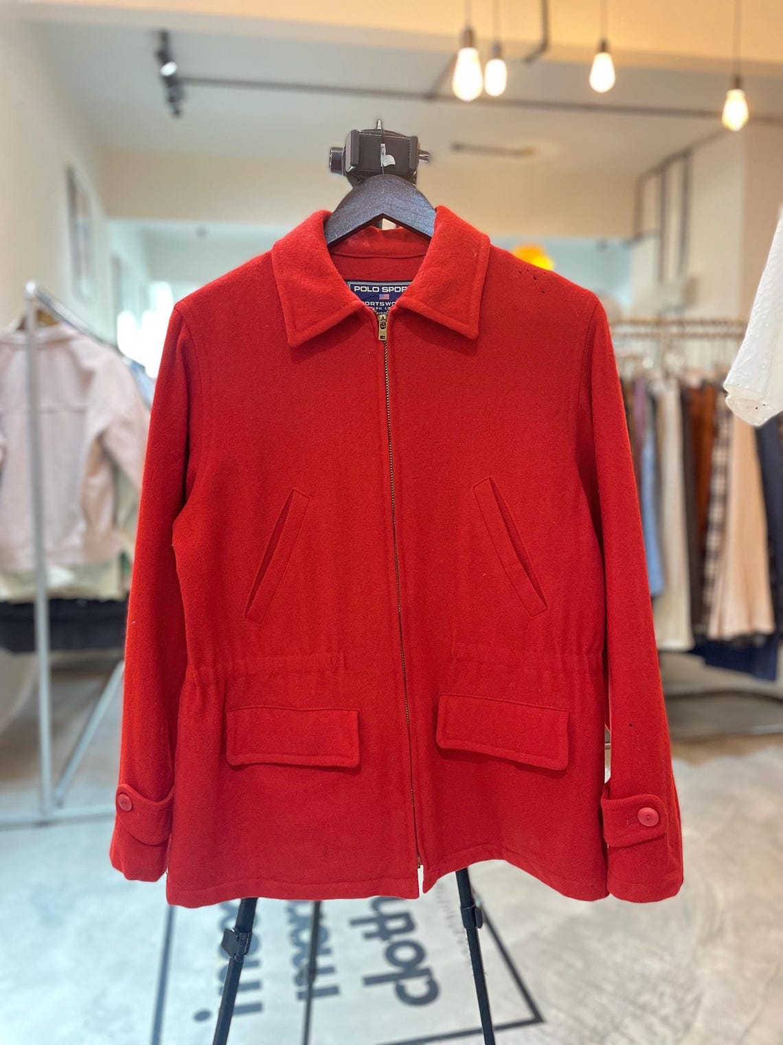 Vintage Polo Sport Sportswoman Ralph Lauren Red Wool Jacket | Plaid Lined Coat | Women’s Size 9, foto 2 de 5