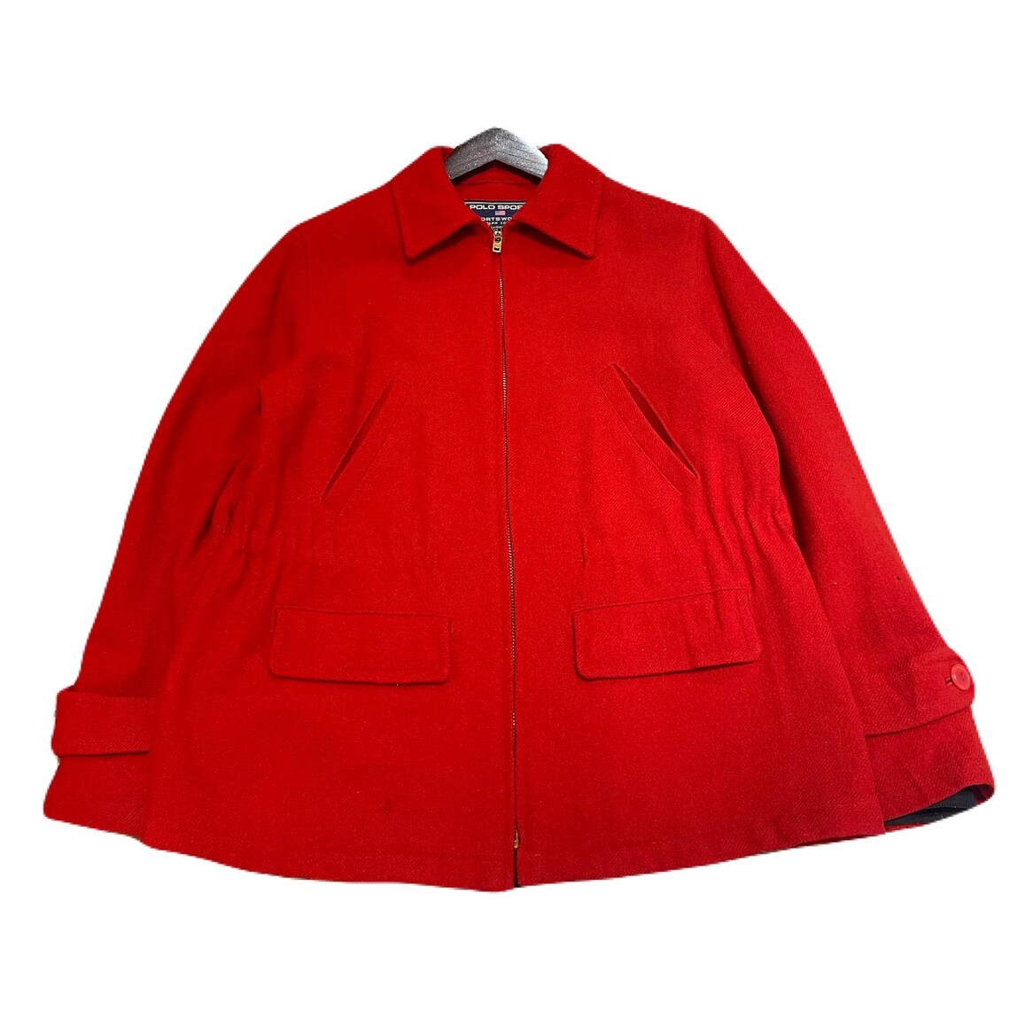 Vintage Polo Sport Sportswoman Ralph Lauren Red Wool Jacket | Plaid Lined Coat | Women’s Size 9, foto 1 de 5