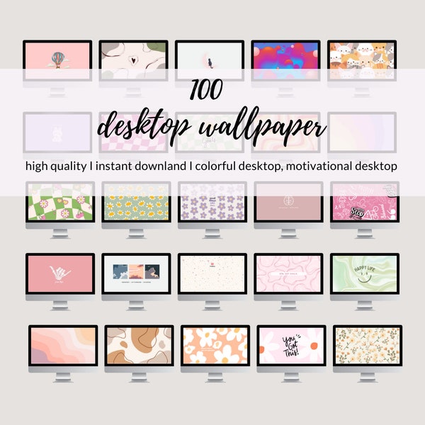 Set of 100 Desktop Wallpapers |Colorful Theme - Macbook Wallpaper,  Aesthetic , Minimalistic, Motivation words with colorful theme