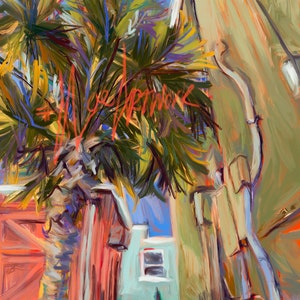 Kunstdruck — Carolina Beach — North Carolina — Impressionist Gemälde — Strand — Palmen — Grußkarte