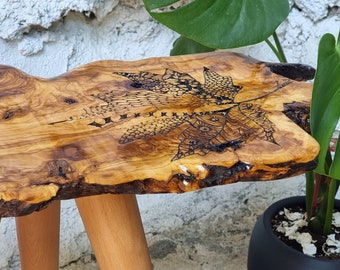 Live edge Coffee Table | End Table | Leaf Mandala design | Wall art |