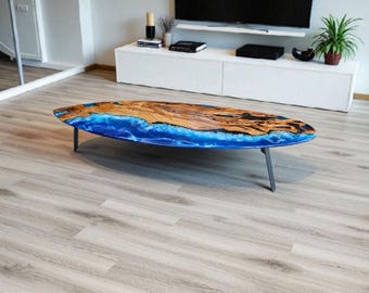 Surfboard Coffee Table ,Tv Stand -resin olive wood for Modern Living