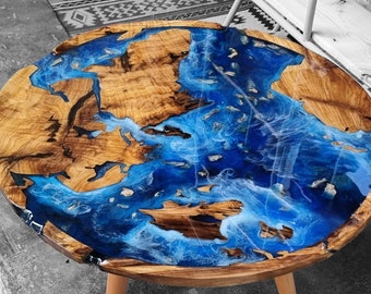 RESIN COFFEE TABLE, Round Coffee Table, Handcrafted Accent Epoxy Resin Table For Farmhouse Décor, Decorative Resin Furniture