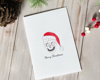 Santa Skull Watercolor Holiday Card