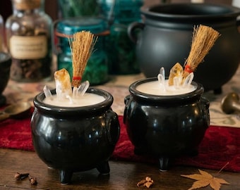 Solstice Broom & Spice Candle  Cauldron Ritual Candle for Cleansing and Abundance