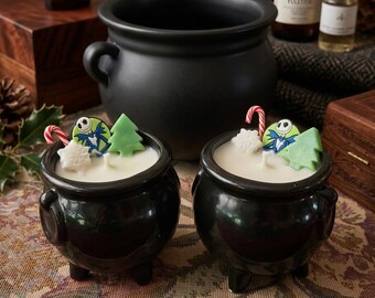 Pumpkin King Cauldron Candle - Jack Skellington Christmas Candle, Nightmare Before Christmas Gift, Winter Forest Scent