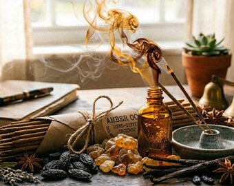 Amber Oud Hand-Dipped Incense  Grounding & Mystical Ritual Scent Incense Sticks