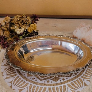 12&quot; Vintage Silver Oval Witchery Offering Altar Tray Platter Ritual Plate