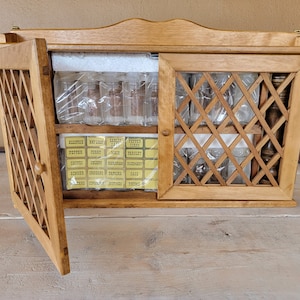 Vintage Apothecary Cabinet Wall Hanging Spice Rack with Jars