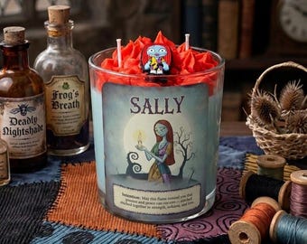 Sally Soy Candle 10 oz, Gothic Romance Intention Candle, Fresh Floral Pear Amber Cedarwood Scent, Dark Academia Nightmare Before Christmas