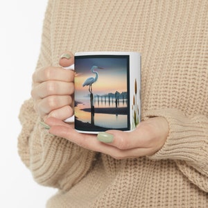 Egret Bird Coffee Mug 11oz, Egret mug, Egret Art,