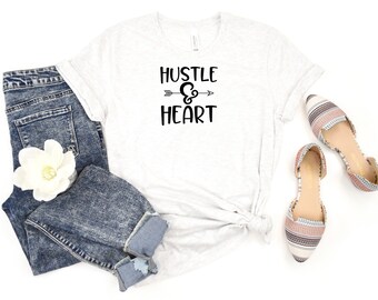 Hustle & Heart T-Shirt, Motivational Workout Tee, Hard Work Inspirational Shirt, Gift for Gym Lovers