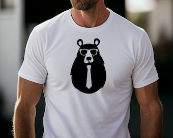 Hipster Bear Graphic T-Shirt, Animal Lover Gift