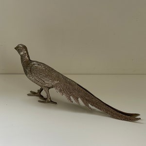 Vintage Silver toned Pheasant/Metal Bird Home Decor