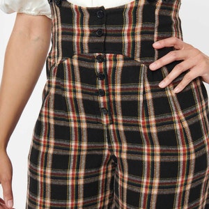 Unique Vintage 1930s Black & Auburn Plaid Thelma Suspender Pants image 3