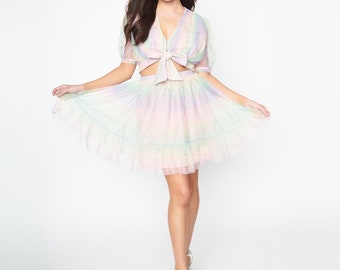 Smak Parlour Rainbow Tulle Twirl Power Flare Skirt