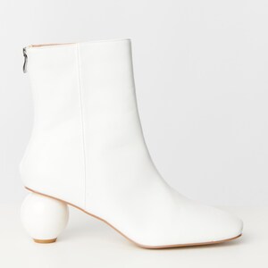 Unique Vintage White Leatherette Ball Heel Booties image 2