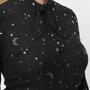 Unique Vintage 1940s Black Moon Star Print Blouse image 2