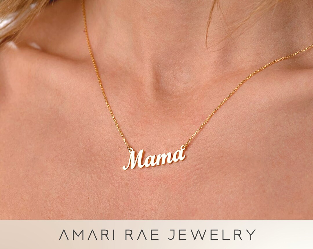 Dainty Gold Mama Script Necklace Custom Word Necklace Gifts for Her