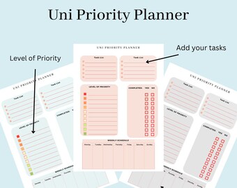 Uni Priority Planner, A4 Printable PDF Bundle (Digital Download)