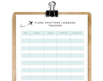 Plane Spotters Logbook Tracker, Aviation Enthusiast Printable (A4 PDF)