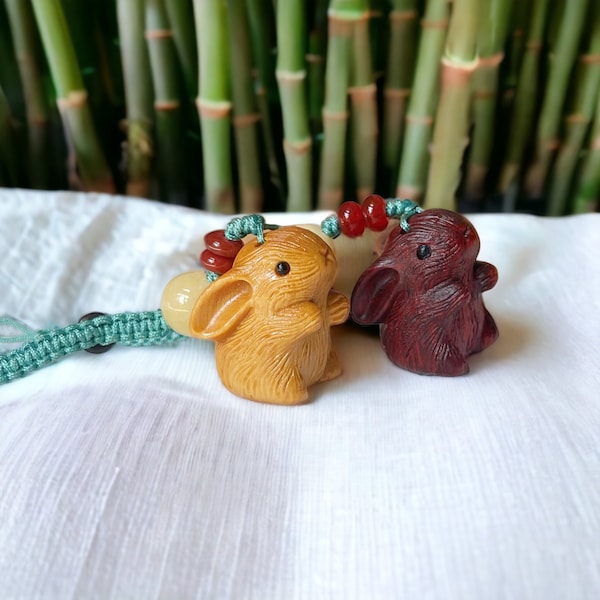 Wood Rabbit Keychain For Christmas Gift For Mom Cute Chinese Zodiac Bag Charm For Birthday Gift For Best Friend
