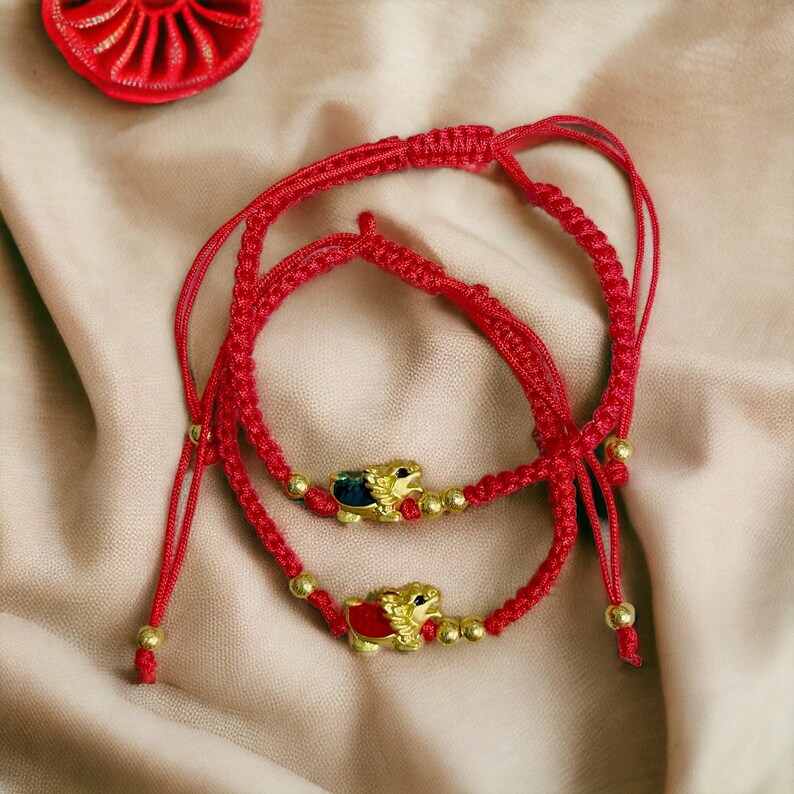 Year of the Dragon Adjustable Bracelet for Lunar New Year Gift Red
