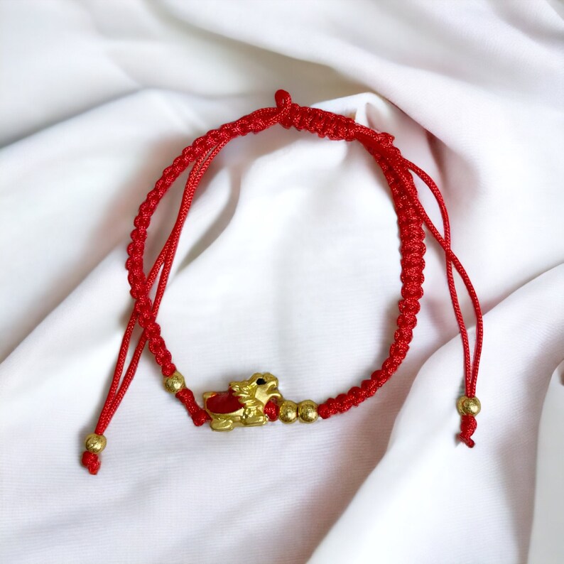 Year of the Dragon Adjustable Bracelet for Lunar New Year Gift Red