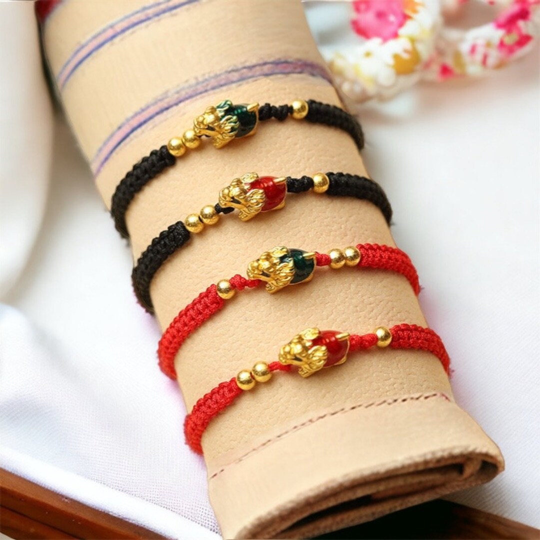 Year of the Dragon Adjustable Bracelet for Lunar New Year Gift Red