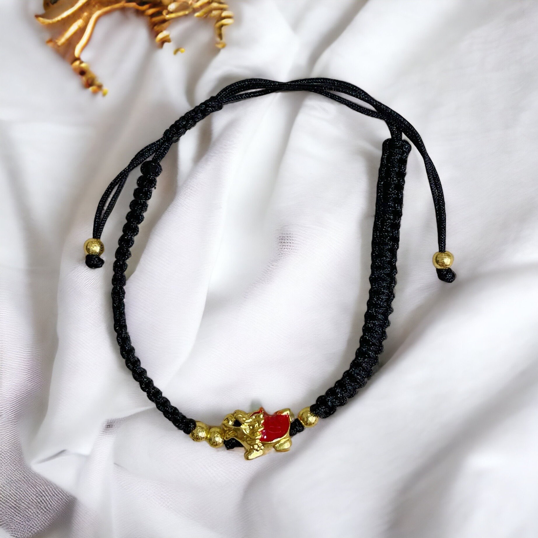 Year of the Dragon Adjustable Bracelet for Lunar New Year Gift Red