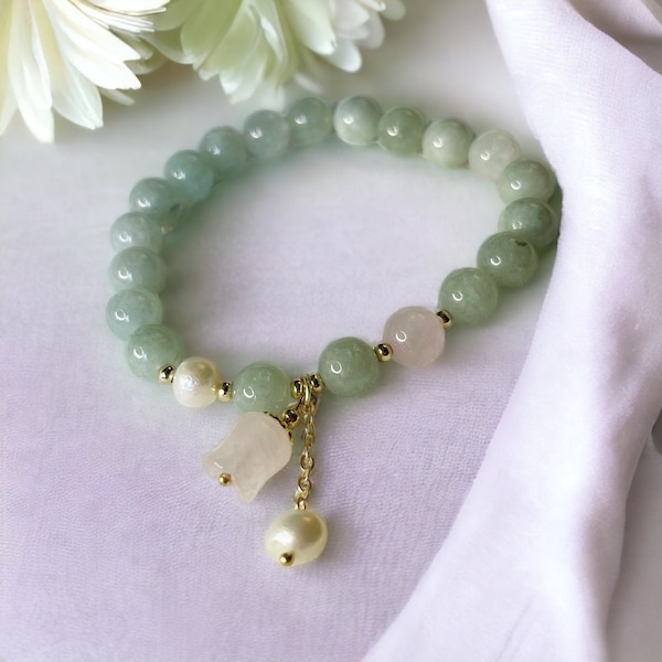 floral beaded bracelet for best friend gift for mom lily of the valley bridesmaid gift get well soon gift for grandma