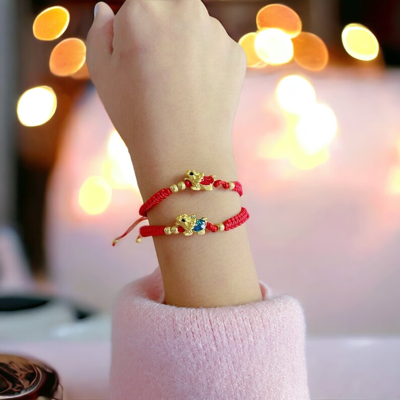 Year of the Dragon Adjustable Bracelet for Lunar New Year Gift Red